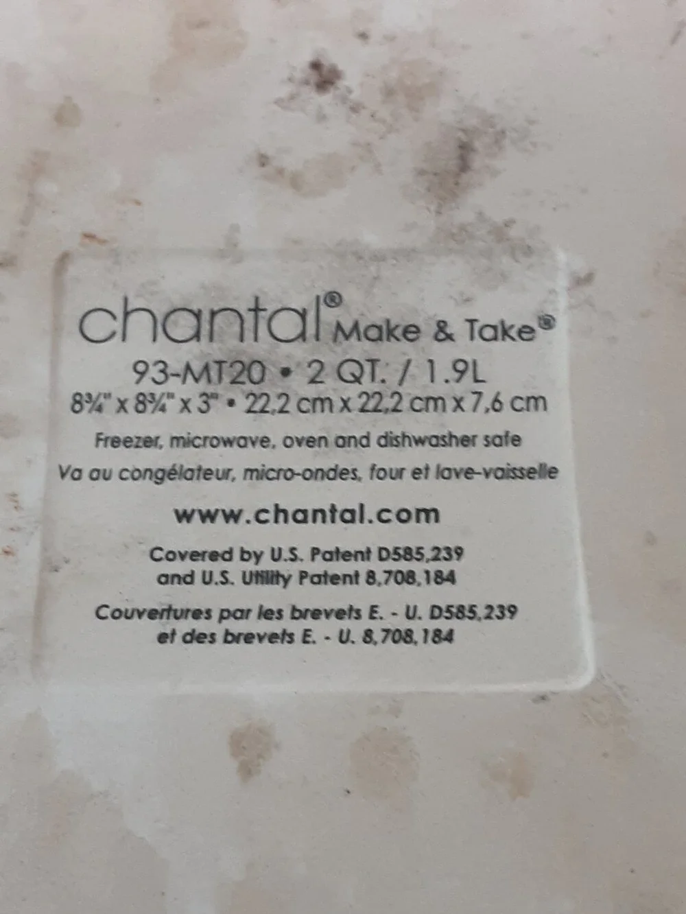 CHANTAL Covered Casserole Dish Make & Take Blue Utensil Graphic 2 Qt 93-MT20